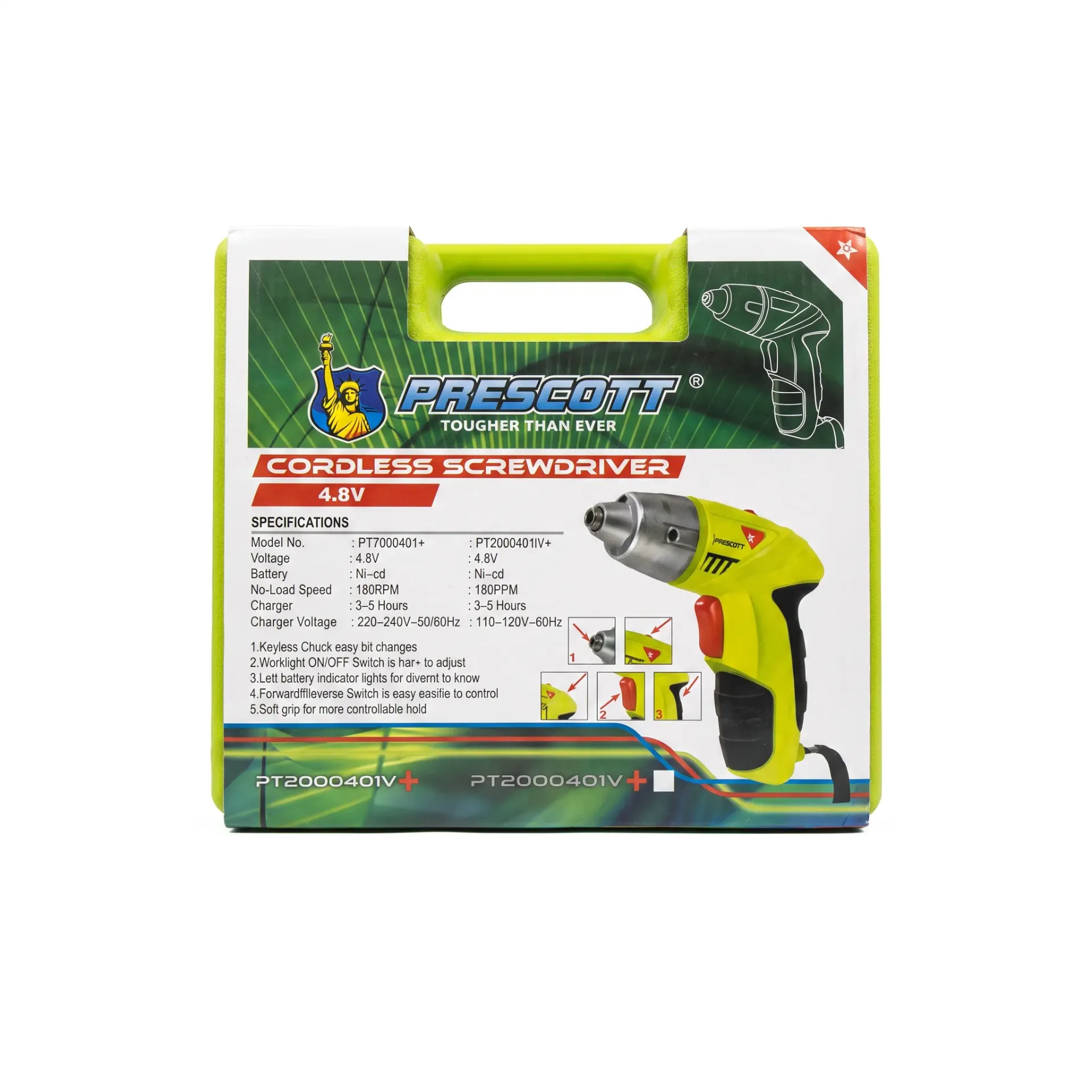 PRESCOTT Cordless Drill with Small Carrying Case